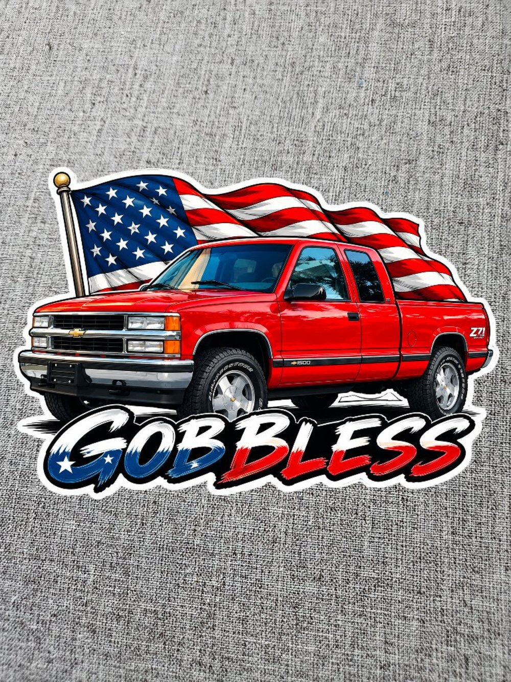 CHEVROLET CHEVY SILVERADO GTM800 GOBBLESS USA PATRIOT Funny Vinyl Sticker Decal